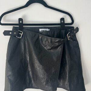 Wrap pleather skirt